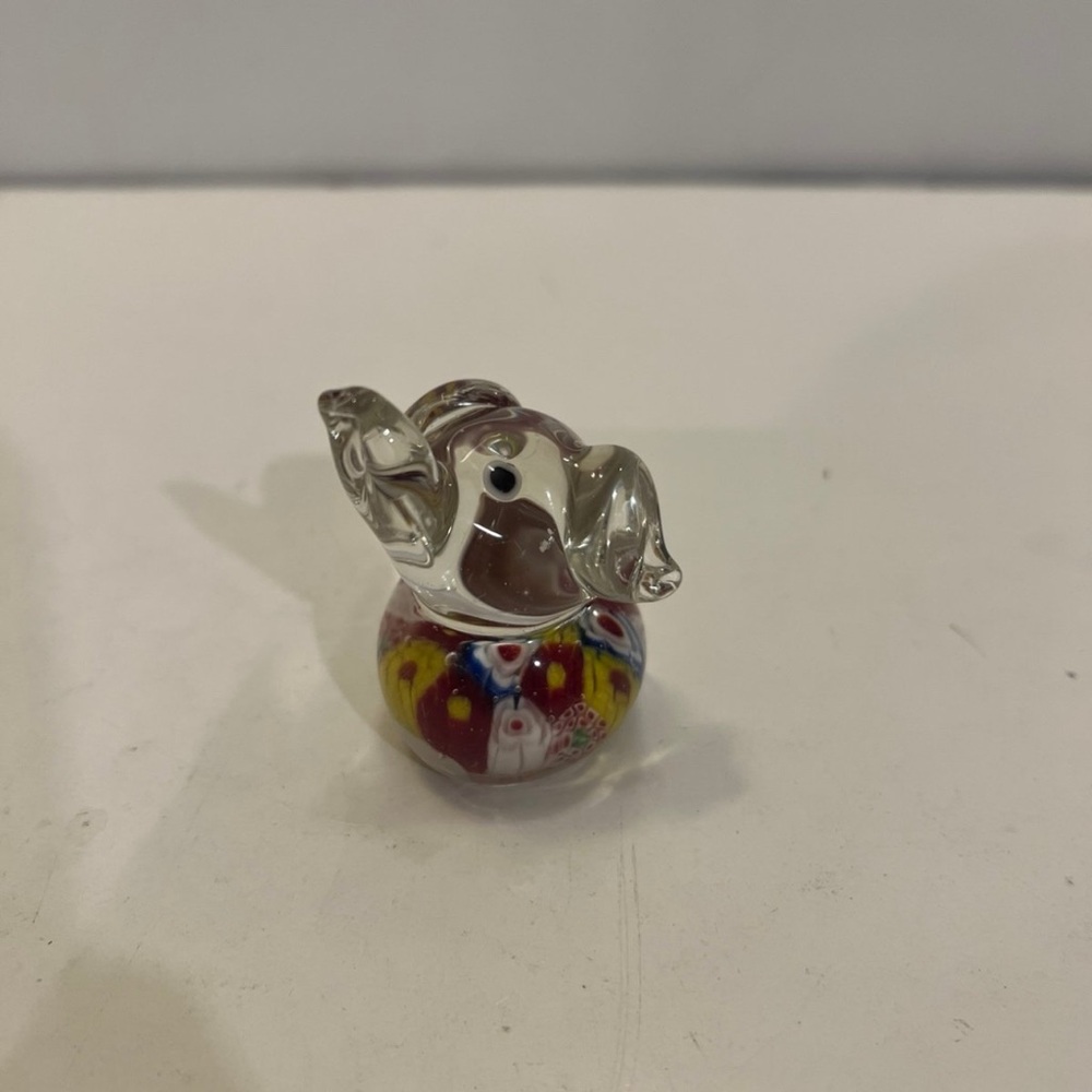Vintage Art Glass Millefiori Elephant Paper Weight